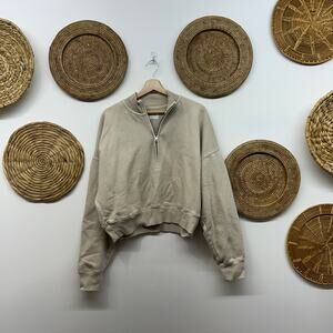 Aritzia Wilfred Free Neutral Quarter Zip Sweatshirt Plus Size 1X Beige Tan